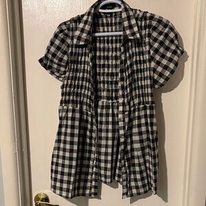 Black and White Checkered Button Down Shirt